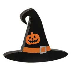 Rustic Wooden Jack O' Lantern Witch Hat Halloween Sitter
