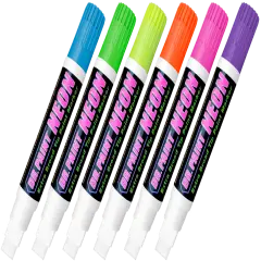 U-Mark DR. PAINT&trade; Extra Broad NEON Tip Window Paint Marker 6pk - 1 ea. bl, gr, yl, or, pk, pu