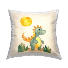 Happy Dinosaur & Sun Outdoor Printed Pillow Design by Andrea Haase, 18 x 7 x 18