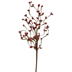 16&rdquo;Long Red Bean Berry Pick On Wired Twig Base Perfect for Holiday Decor