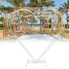 White Heart-Shaped Metal Wedding Arch Wedding Backdrop Arch for Birthday, Party