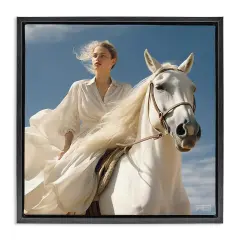 Stupell Industries Windswept Equestrian Girl Framed Floater Canvas Wall Art Design by RB