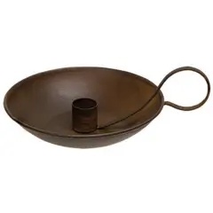 Colonial Taper Holder With Handle Rusty