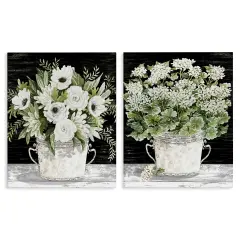 Stupell Industries Country Tins of Flowers 2 pc Canvas Wall Art Set Design by Cindy Jacobs
