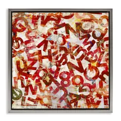 Stupell Industries Red Typography Collage Framed Floater Canvas Wall Art Design by Laura Gibson