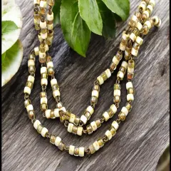 Czech Glass Tri-cut Beaded chain w/Antique Bronze