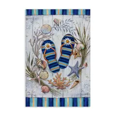 Stupell Industries Coastal Wreath & Flip Flops Canvas Wall Art Design by Geoff Allen