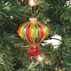 Multicolored Hot Air Balloon Glass Christmas ornament