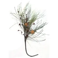 16&rdquo;High Country Needle Pine Pick with Burgundy Berries and Rusty Star