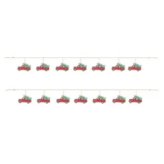 Set of 2 6''L Metal Jute Strand Adorned Garlands With 8 Red Trucks 2pk Red Truck