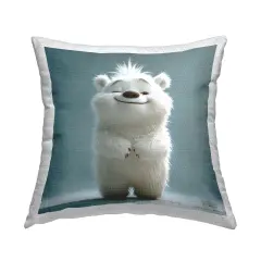 Smiling Polar Bear Cub Outdoor Printed Pillow Design by RB, 18 x 7 x 18