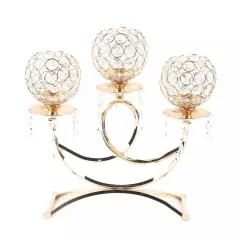 Crystal Candle Holder 3 Arms Free Standing Candlestick for Dining Room Table