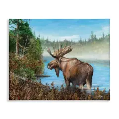 Stupell Industries Rustic Moose Wading in Shore Canvas Wall Art Design by Kevin Daniel
