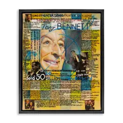 Stupell Industries Tony Bennett Collage Framed Floater Canvas Wall Art Design by Sabin