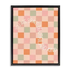 Stupell Industries Checkered You Are Brave Framed Floater Canvas Wall Art Design by Taylor Shannon Designs