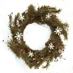 Pine & Snowflakes Wreath - 15"