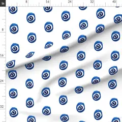 Various Fabrics by the Yard or Fat Quarter Evil Eye Luck Watercolor Turkey Greek White Blue Mod Circle Custom Printed Fabric by Spoonflower