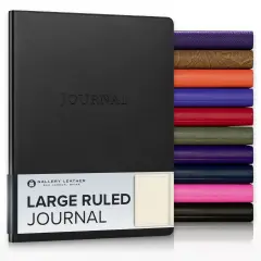 Gallery Leather Journal - Crafted in Maine, USA - Elegant Leather Writing Notebook with 192 Lined Pages - A Timeless Space for Your Thoughts - 9.75x7.5 ", Large Lined Freeport Black