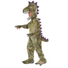 Dinosaur Child Halloween Costume Plush Velcro Jumpsuit Hood Mitts Outfit