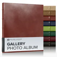 Gallery Leather Photo Album 4x6-3 Ring Binder Photo Album, 60 Pages for 120 Photos, Fillable, Can Fit 8x10 and 5x7 Photos, Handcrafted - 11.75 x 10.5 " Acadia Tan