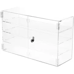 Plymor Clear Acrylic Rectangular Locking Display Case, 3 Shelves