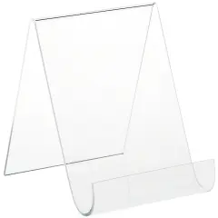 Plymor Clear Acrylic Flat Back Display Easel with Rounded Front, 6.5" H x 5.5" W x 6.5" D