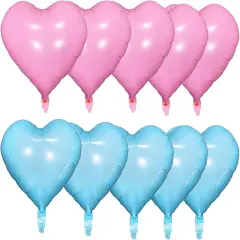 Pink Blue Heart Foil Balloons, 18Inch Gender Reveal Party Decorations, Pastel Blue and Baby Pink Heart Shape Mylar Balloon for Girls or Boys Baby Shower Birthday Wedding Bridal Shower Party Supplies