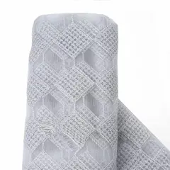 54" x 4 yards Silver White Checkered Polyester Fabric Bolt Craft Sewing Wedding