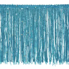 5 Yards of 6" Starlight Hologram Sequin Chainette Fringe Trim | 5 yard cut Turquoise