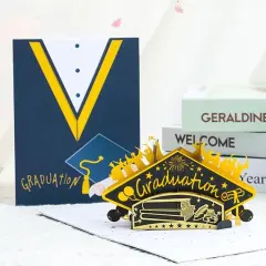Graduation Pop Up Card &ndash; 3D Graduation Cap Greeting Card with Envelope & Blank Note &ndash; Handmade Congratulations Card for College, High School, or University &ndash; Gift for Him, Her, Class of 2025