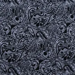 1 Yard Polynesian Tribal Stems & Leaves Cotton Light Barkcloth Fabric 36in L x 45in W Gray/Black