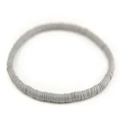 The Bead Chest Boho Stretch Bracelet, Grey - Stackable African Vinyl Heishi, Unisex for Men & Women