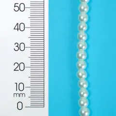 6 Packs of 4mm x 4mm Round Pearl GlassBead 8 Inch Strand Pack of 3