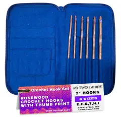 My Two Ladies | Crochet Hook Set | Rosewood | Sizes E, F, G, 7, H, I | w/custom case