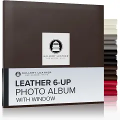 Gallery Leather Yarmouth 6 UP Photo Albums, Holds 4x6&rdquo; photos, Bonded Leather, Post-Bound, 20 pages, - 12.75" x 14.5" Freeport Mocha