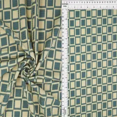 1 Yard Geo Checker 4X2 Yummy Rib Knit Fabric Stretch 58/60 Inches Wide SAGE DK