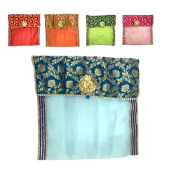2 Pieces Saree Covers with Button Closure Saree Bags Clothes Covers Organizer for Wardrobe and Gifting Storage Wedding Favor Packing Bags Cloth Organizer Case Blue