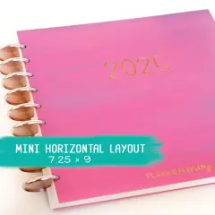 2025 Planner - Mini Horizontal Layout, Disc Bound - "Fuchsia Strokes" (#1004)