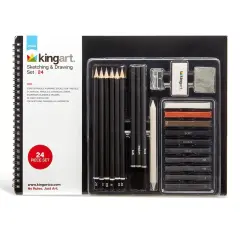 KINGART&reg; Sketching & Drawing Combo, Hardcover Book & 26 pc Pencil Set