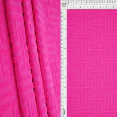 1 Yard Geo Towel Jacquard Knit Fabric 250 GSM, 58/59&Prime; Wide Polyester Spandex Blend FUCHSIA