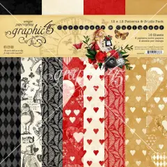 Graphic 45 Curiouser & Curiouser 12"X12" Patterns & Solids Collection Pack