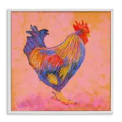 Stupell Industries Warm Hued Vibrant Rooster Framed Giclee By Dina Riddle
