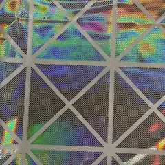1 Yard Geometric Hologram Laser Foil Nylon Spandex Fabric 60 Inch Width White silver