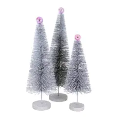Cody Foster 18.0 Inch Silver Glitter Trees 3 Pc Set Christmas Decorative Tree Set , Christmas Decor Christmas Village Decorate