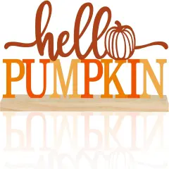 Metal Hello Pumpkin Sign Table Decor