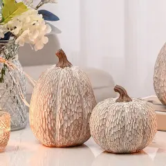 Brown and White Decorative Pumpkins Figurine