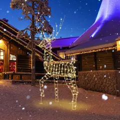 Costway 6 FT Pre-Lit Christmas Reindeer with 300 Warm White LED Lights Ground Stakes