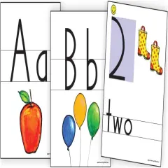 Color Alphabet Cards, Letters & Pictures, Colorful Border, School & Home