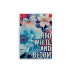 Red White and Bloom Burlap Garden Flag