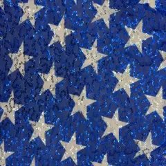 1 Yard White Star Printed Sequin Mesh Fabric Multipurpose